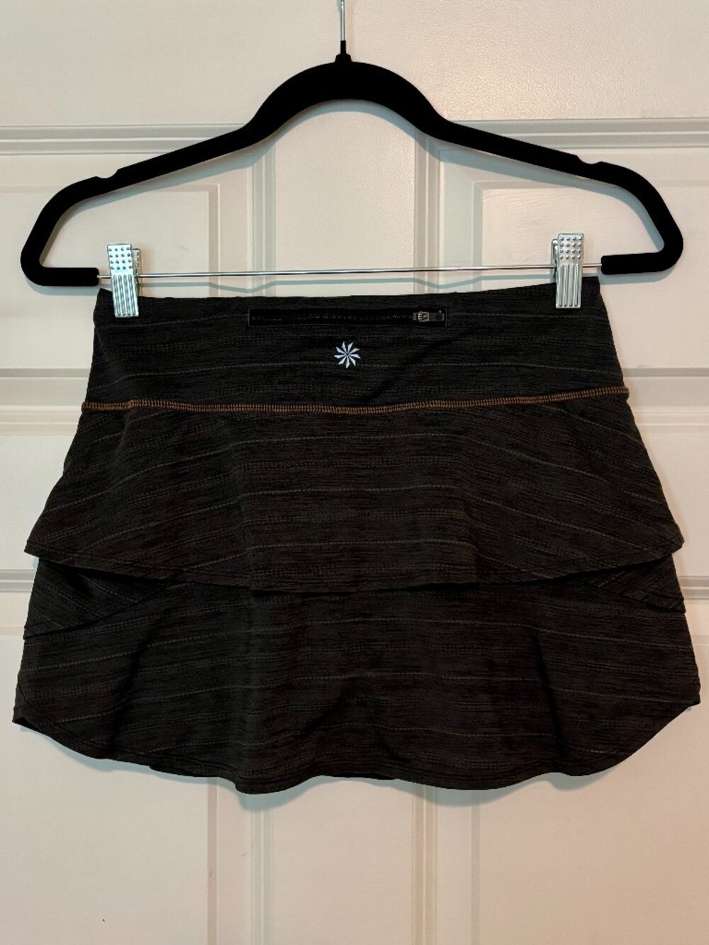 Athleta Black Layered Mini Skort with Subtle Brown Stitching • Size S - Picture 2 of 4